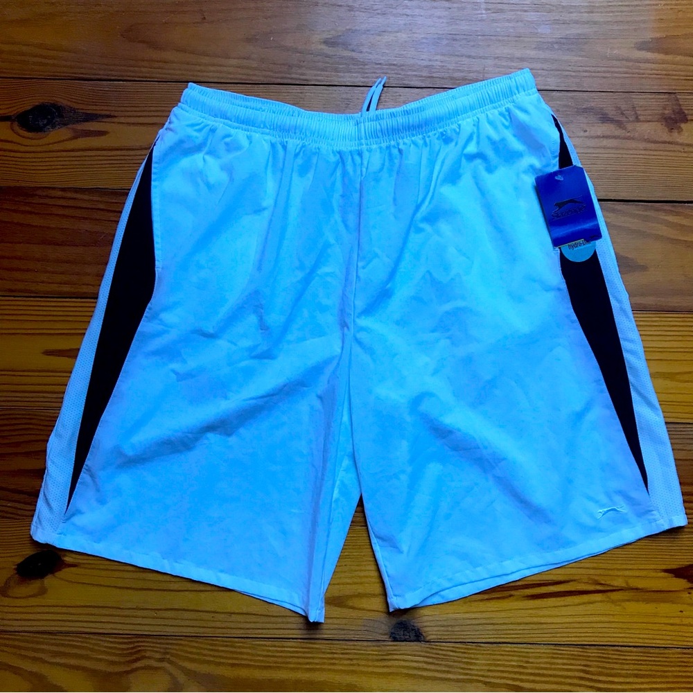 Slazenger White Black Athletic Shorts With Pockets, NWT, L